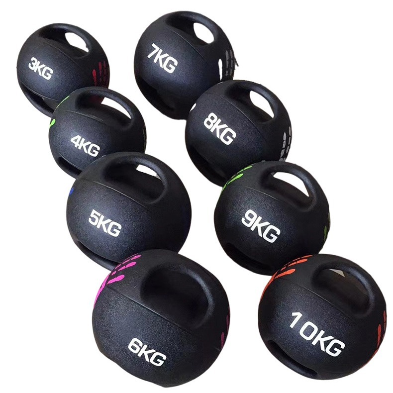 exercise hand power double color  medicine ball with handle (2)